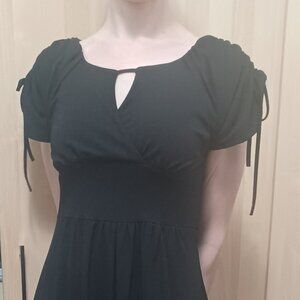 Black a-line dress, knee-length, size S